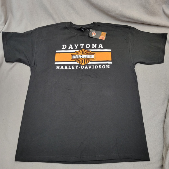 Harley-Davidson Other - HARLEY DAVIDSON Shirt XL Black Orange Daytona FL Teddy Morse ColorBlock Logo New